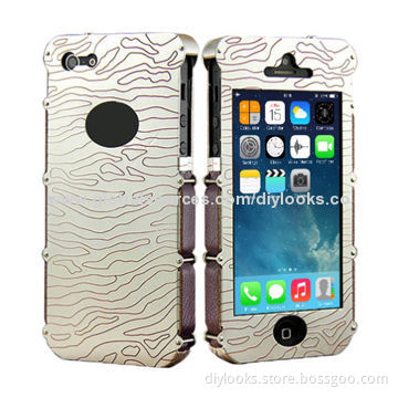 Showkoo Armor Series Hand Carved Aluminum Genuine Leather Case for iPhone 5